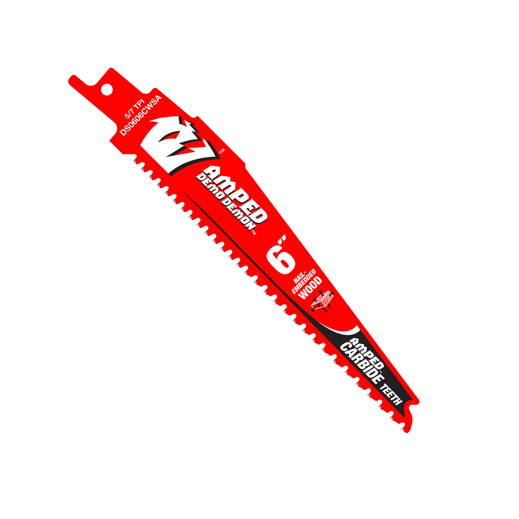 Diablo, AMPED™ Demo Demon™ Carbide Teeth Reciprocating Saw Blade for Nail-Embedded Wood (3-pk), 6" 5/7TPI, DS0606CWSA3